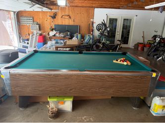 Pool table, cues, balls