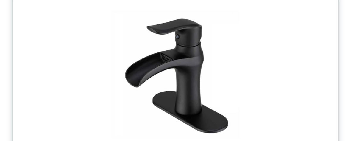 Waterfall Bathroom Faucets for Sink 3 Hole / 1 Hole, Matte Black Bathroom Faucet Ceramic Valve Leak-Proof Black Sink Faucet Bathroom Faucet for Bathro