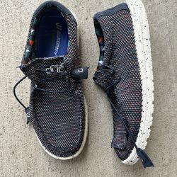 Hey Dude Wally Sox "Blue Orange" Knit Casual Shoes Men Size 7