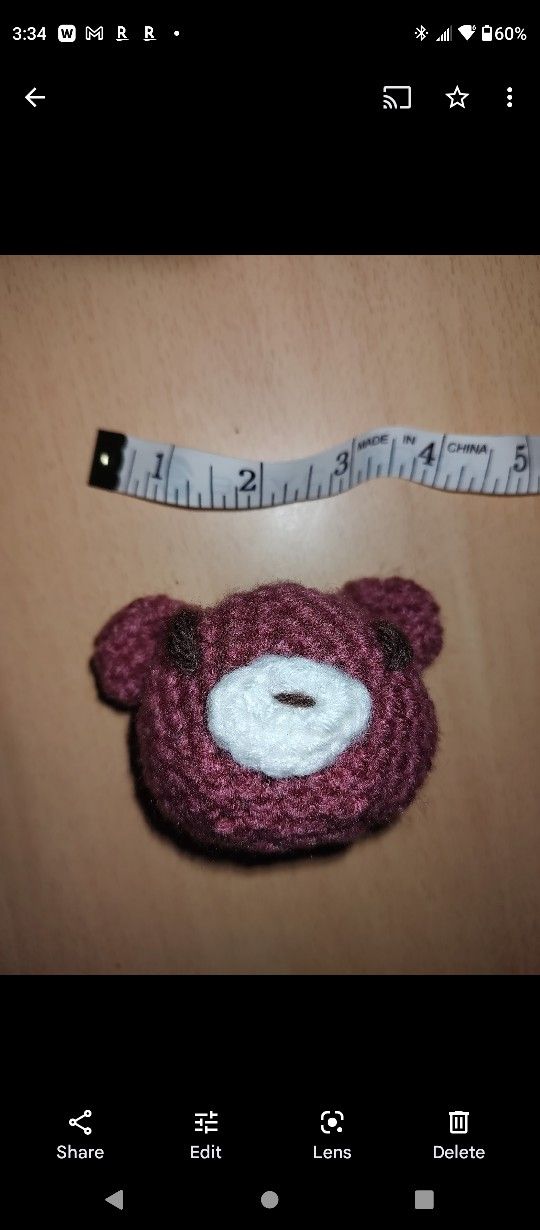 4"x4" Gloomy The Bear Handmade Crochet Keychain