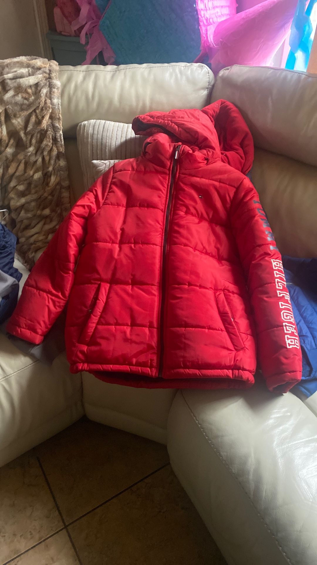 Red Tommy Hilfiger Puffer Jacket