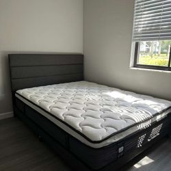 Bedroom Set – Modern Upholstered Bed Frame with Mattress