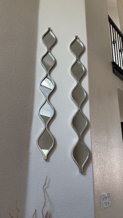 Set of 2 Silver Wavy Wall Mirrors