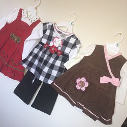 2 Velvet kids clothes Size 2t read one 6-9 months brown one black and white 3t brand new
