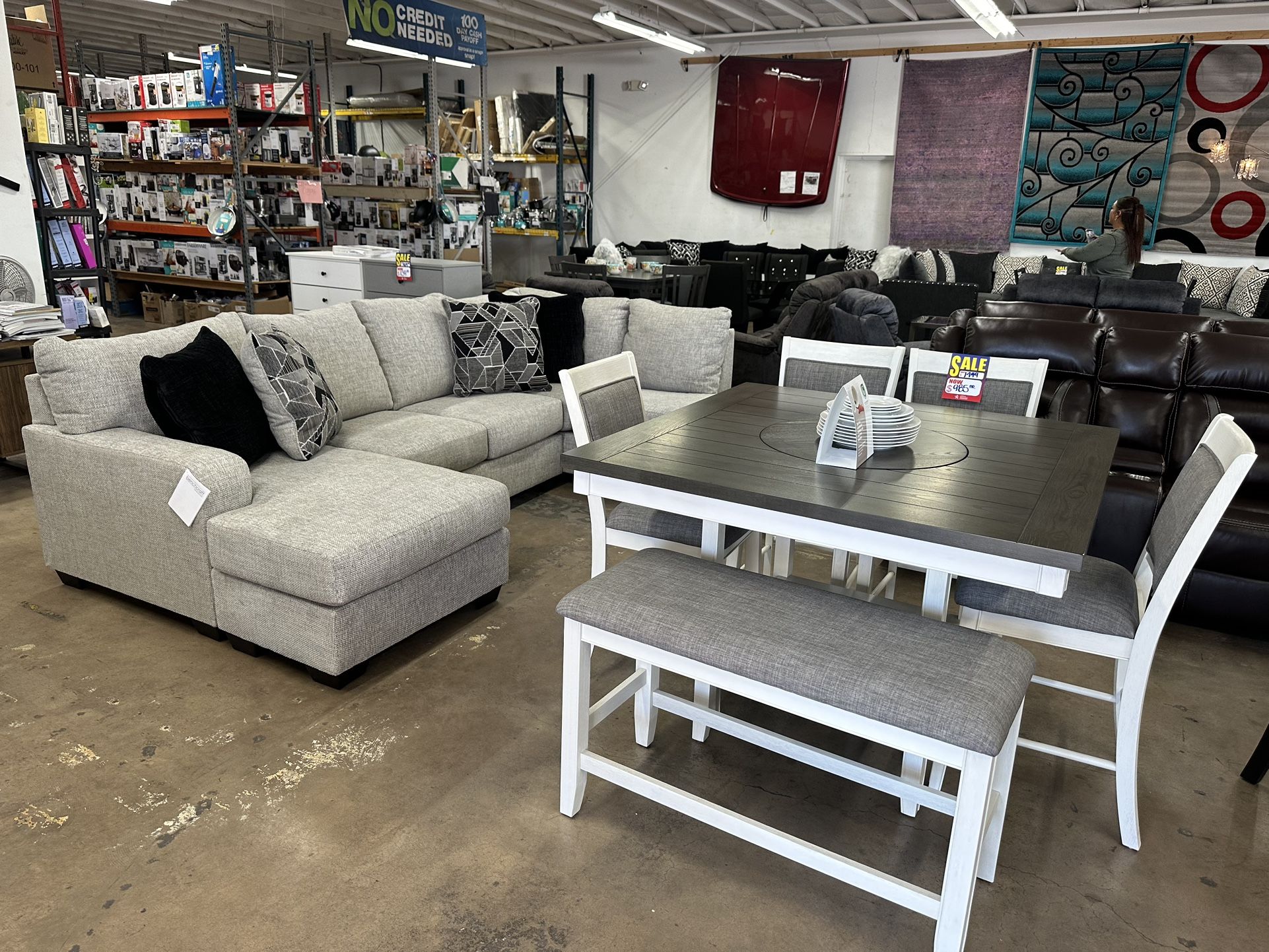 Ashely Sectional With Dining Set