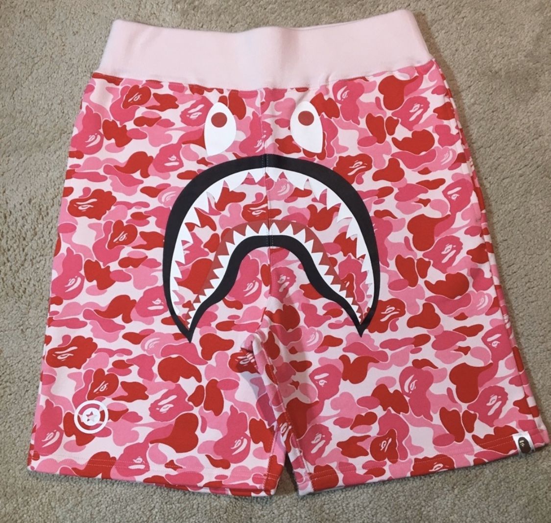 bape shark short pink camo