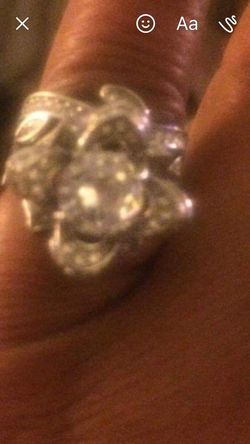 WEDDING SET ROUND WHITE LOTUS VINTAGE RING SET STAMPED STERLING SILVER 925 SIZE 6