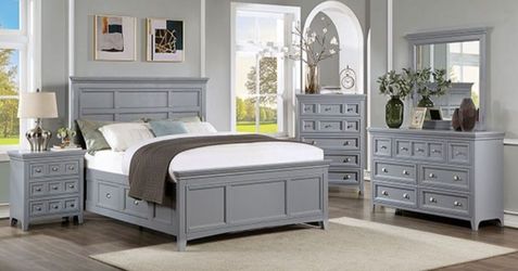 Brand New Grey 4pc Queen Bedroom Set (Available in Eastern King Size)