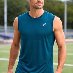 ASICS Men's Teal Athletic Sleeveless Training Top