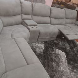 *Weekly Feature!!!*---Classic Alejandra Gray Microfiber Reclining Sectional Sofa---$10 Down Financing/Delivery Available🤭