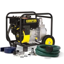 Champion Power Equipment 2-Inch Gas-Powered Semi-Trash Water Transfer Pump with Hose and Wheel Kit