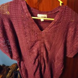 Purple Dress Barn Short Sleeve Sweater, Women's Large