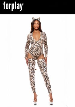 Forplay Sexy Leopard Adult Women’s Halloween Costume. Size M/L (New) *Bodysuit *Thigh Highs *Headband.