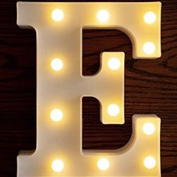 Light up Letter LED Alphabet Number Symbol Plastic Battery Operated Party Sign Wedding Festival Stand Decoration (Letter E)