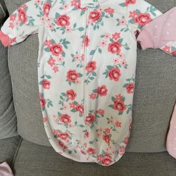 Girls Size 0-9 Months Carters Brand Fleece Sleepsacks
