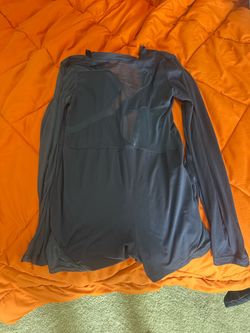 Navy Blue Sheer Long Sleeve Top