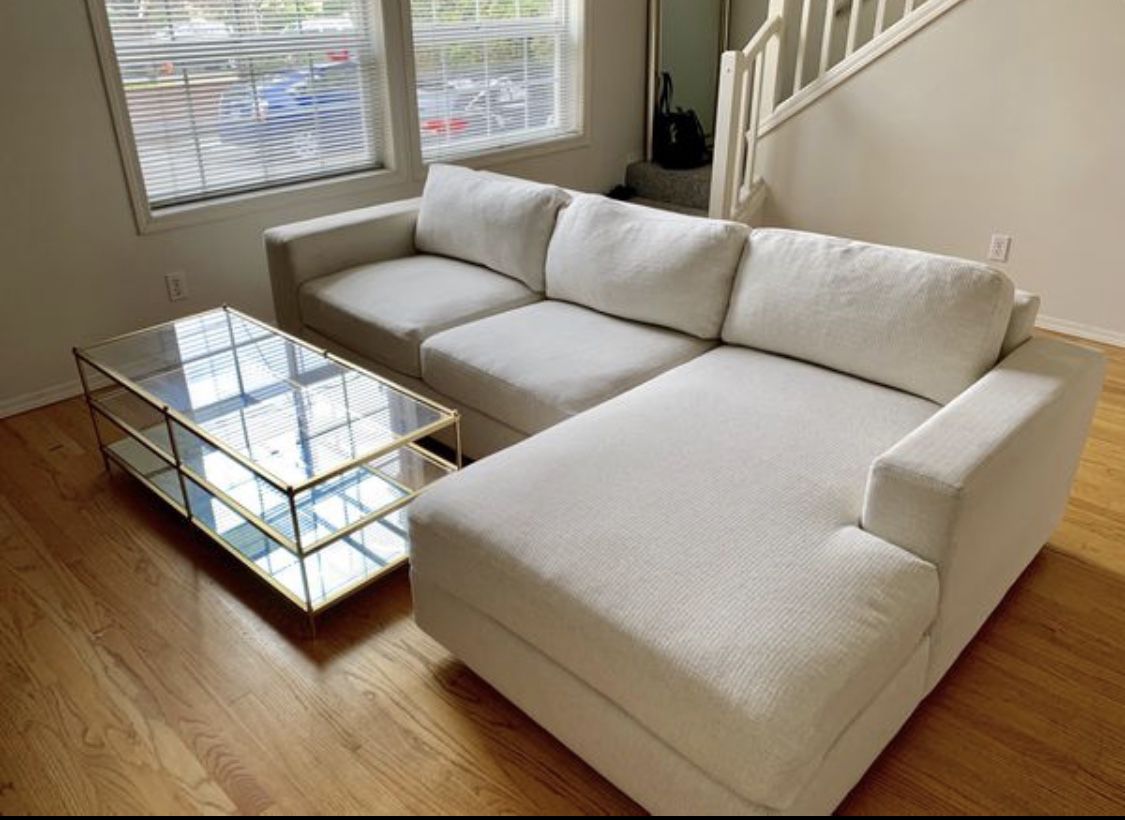 West Elm Two Piece Urban Couch w/ Chaise White - MUST GO