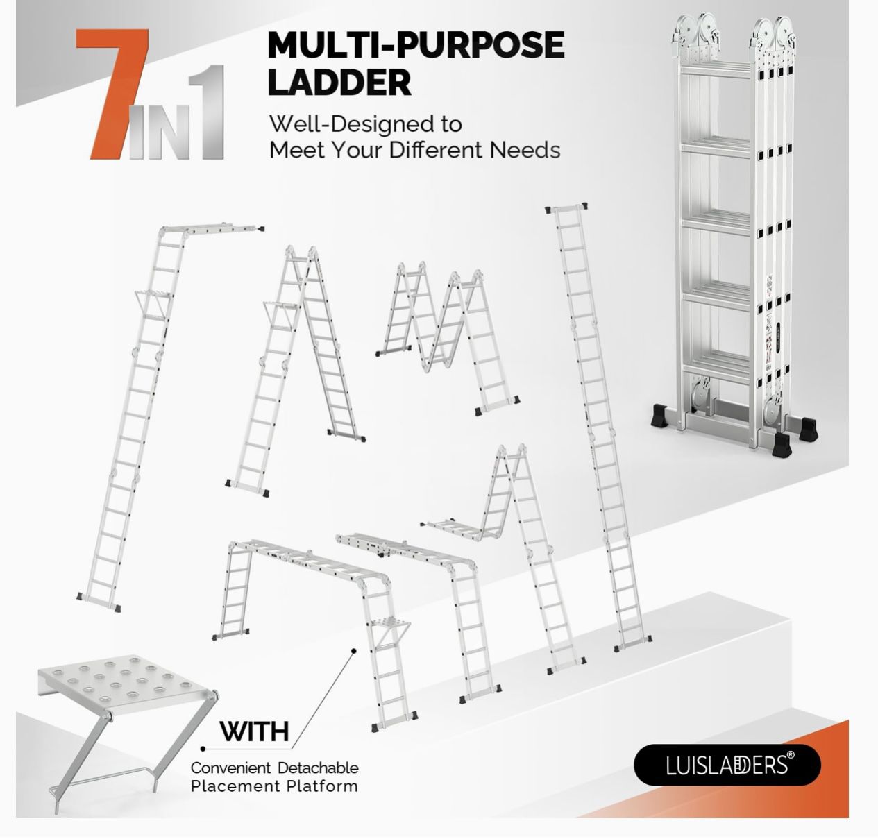 7 In 1 Multipurpose Ladder 18.5 Ft