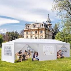  10'x 30' White Gazebo Wedding Party Tent Canopy with 6 Windows & 2 Sidewalls-8