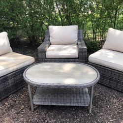 4 Piece All Weather Wicker Patio Furniture 