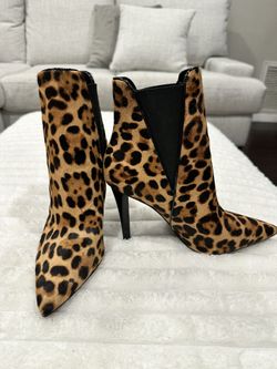 Leopard Print Pony Hair Ankle Booties