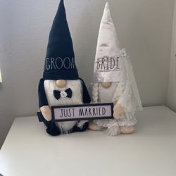 Rae Dunn "Just Married" Wedding Gnomes Bride & Groom