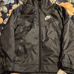 Nike Little Boys Full Zip Windrunner Fleece Hoodie Jacket Black/Grey Size 6