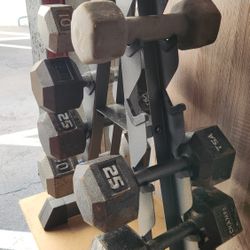$120 Rack + Set Dumbells. 