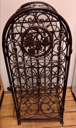 🍇Ornate Wrought Iron Wine Rack – Holds 33 Bottles 🍇