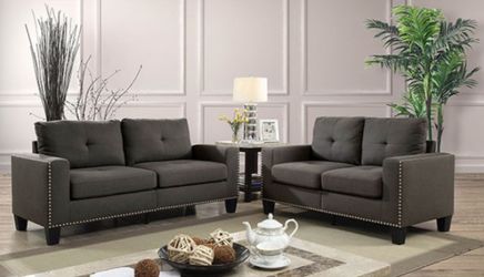 2 Piece Grey Sofa And Love Seat Set