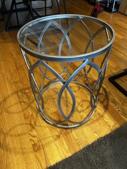 Circular Glass Metal End Table