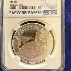2017 1oz NGC MS69 AFRICAN LION SILVER COIN 