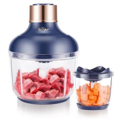 Bear Electric Food Chopper QSJ-D03Q1, 2 Glass Bowls (2L/8 Cup+0.6L/2.5 Cup), 400W