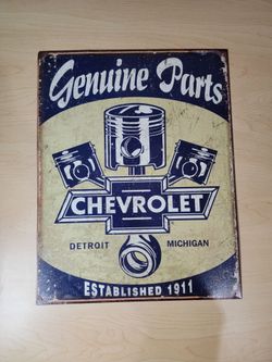 Genuine Chevy Parts Metal Sign Reproduction 16" x 12 ½" Blue, Yellow & White