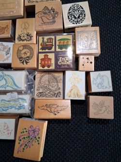 36 wood rubber vintage stamps