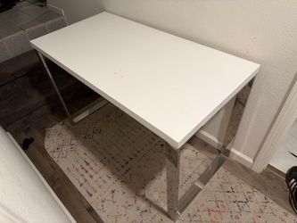 White Desk With Metal Legs