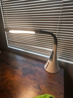 Table lamp with light settings and fan