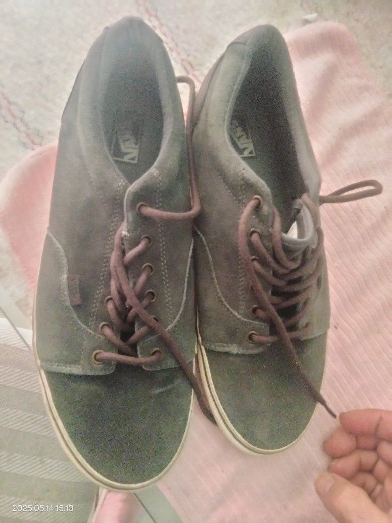 Vans All Suede Leather Green Men Shoes Sz 12