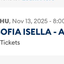 SOFIA ISELLA TICKETS SEATTLE