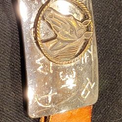 Western Leather Belt with Geometric Pattern & Horse Buckle
