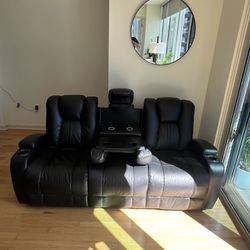 Black Leather Couch (electric + LED)