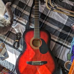 Red 6 String Acoustic Guitar 