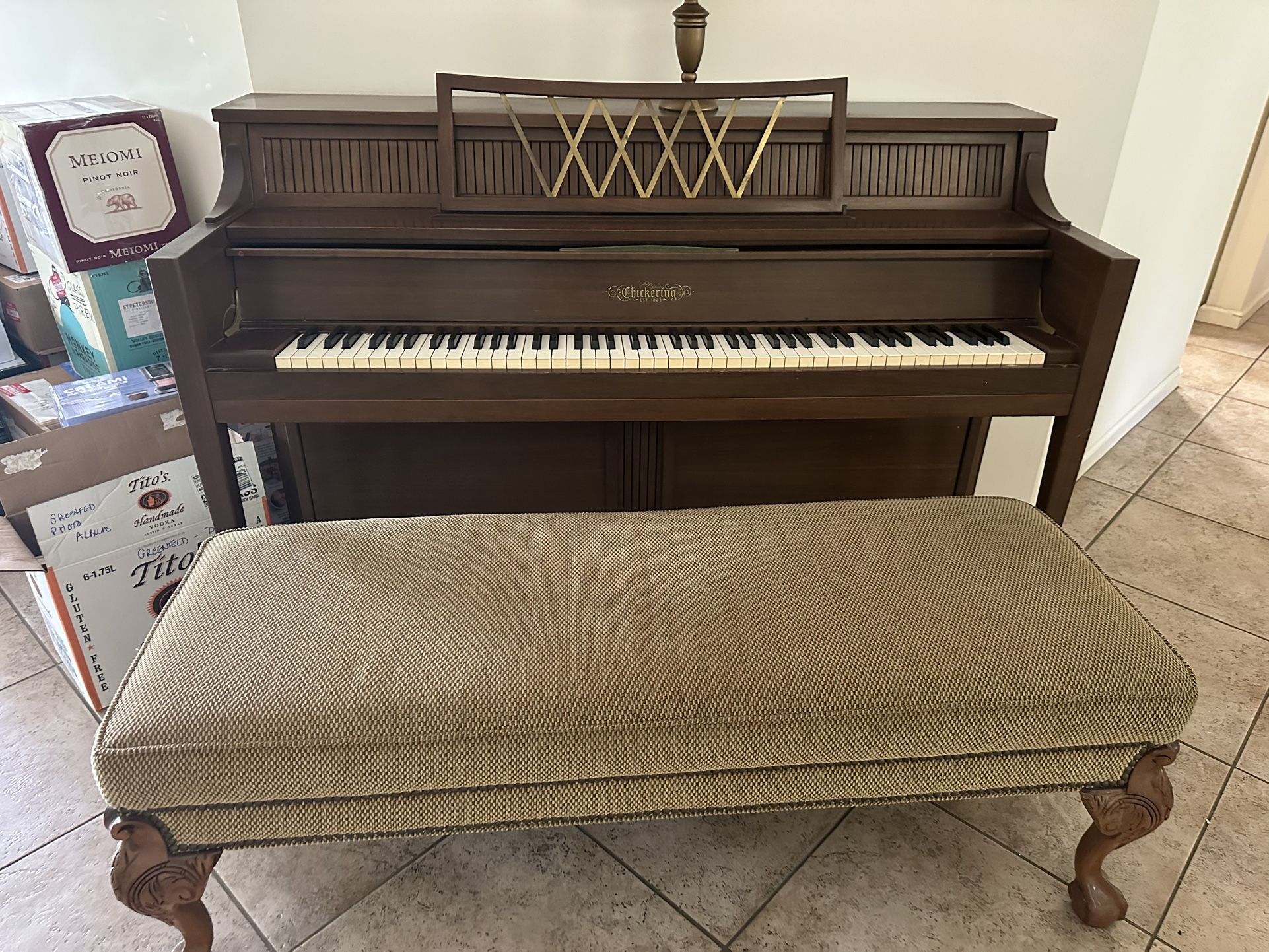 Chickering Piano With Storage Bench