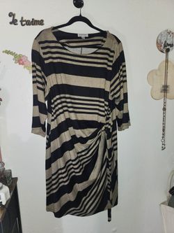 Shelby & Palmer Striped Ruched Side Sweater Weight Dress 22W
