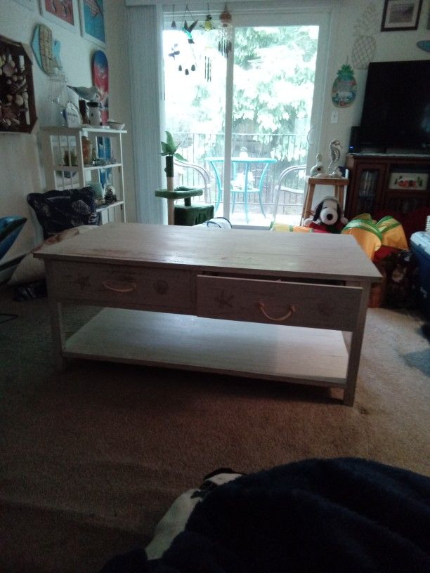 Nautical White Distress Coffee Table