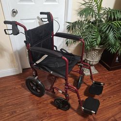 Medline Transporter Wheelchair For Adults Holds Up To 300Lb 