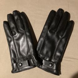 Black Faux Leather Gloves