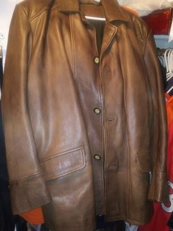 Brown leather jacket raw rags nice