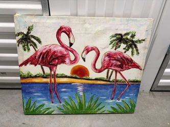 Flamingo Sunset Painting