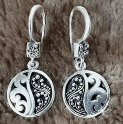 Lois Hill Ying Yang Sterling Silver Round Drop Dangle